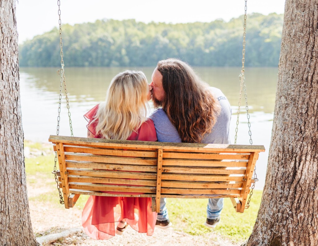 Lakeside maternity photos at Belews Creek in North Carolina with Brooke Grogan Photography.