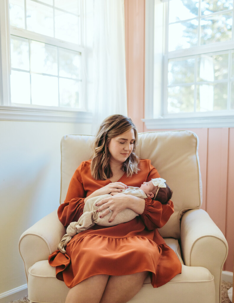 At home natural newborn photos with Brooke Grogan Photography in North Carolina.