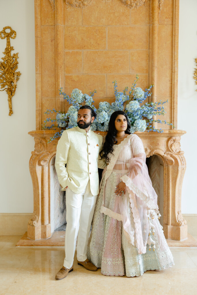 Radiant bride adorned in traditional South Asian attire, surrounded by the lush beauty of Oxbow Estate in Clayton, North Carolina. Capturing the essence of love and cultural fusion in every click.