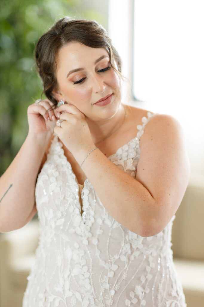 bridal portrait at cadillac service garage