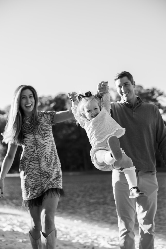 Family photo with toddler not having a meltdown