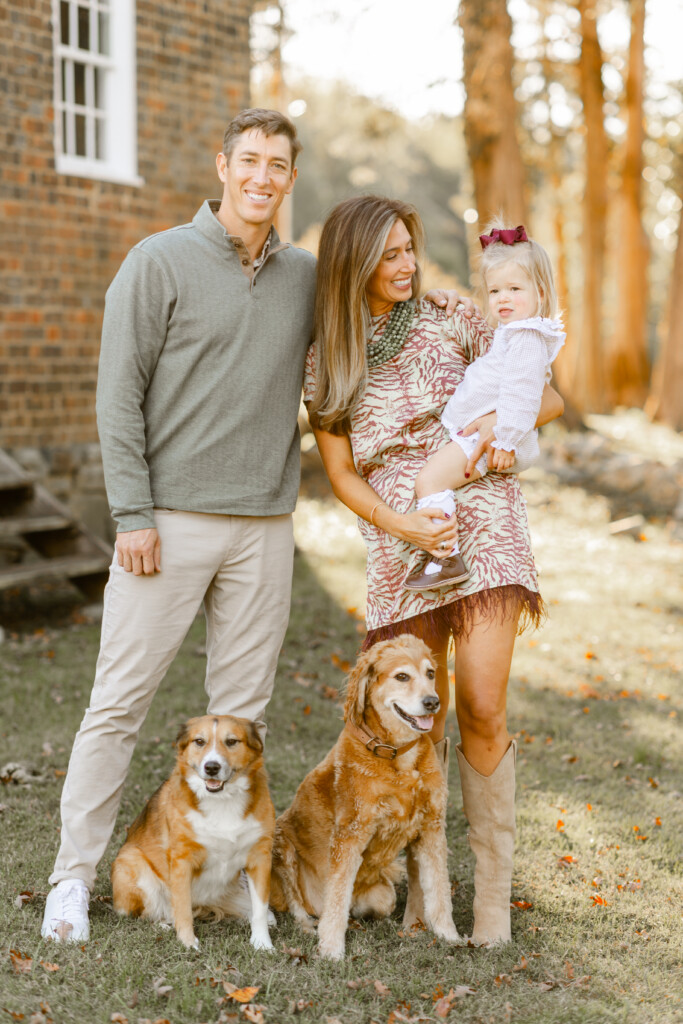 Family photo with dogs